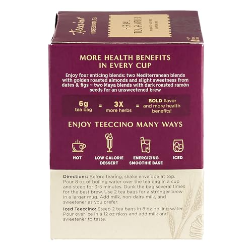 Teeccino Herbal Tea Sampler Variety Pack - 12 Bags, Caffeine-Free