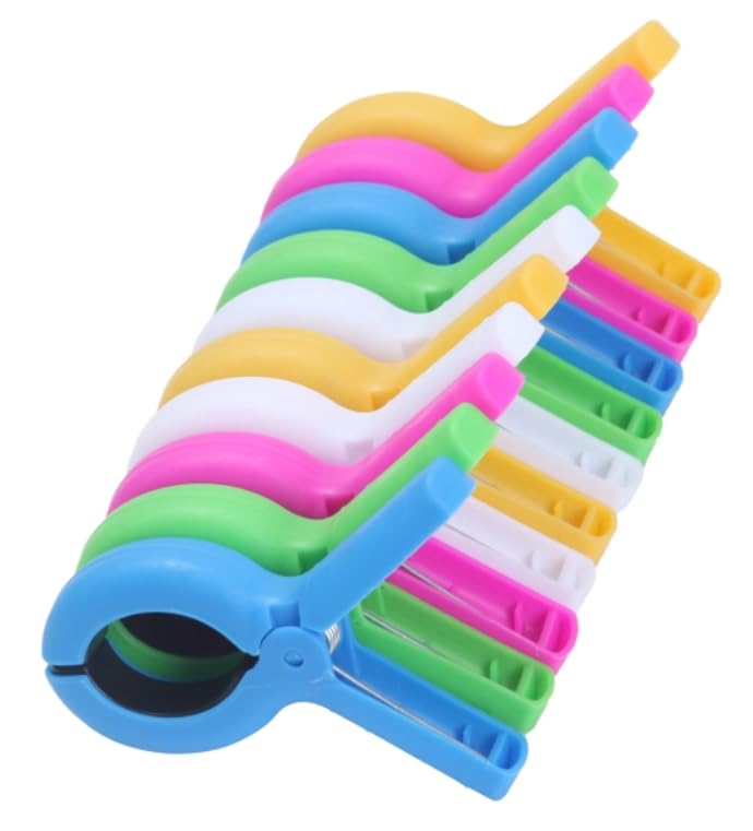 Punrafu 10-Pack Beach Towel Clips - Rust-Resistant Stainless Steel, Strong Grip for Thick Towels, Bright Colors
