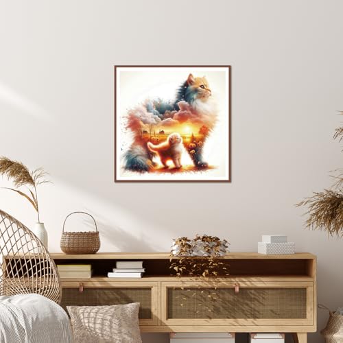 KUKUDEM Cat Diamond Painting Kit - 5D DIY Craft for Home Decor