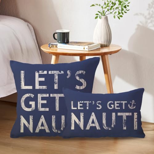 Nautical Anchor Throw Pillow Cover - Coastal Beach Decor 12x20