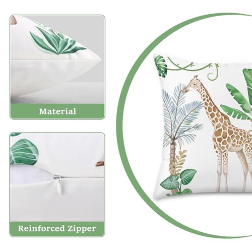 Jungle Animal Velvet Throw Pillow Covers, 18x18 Safari Decor Set of 4