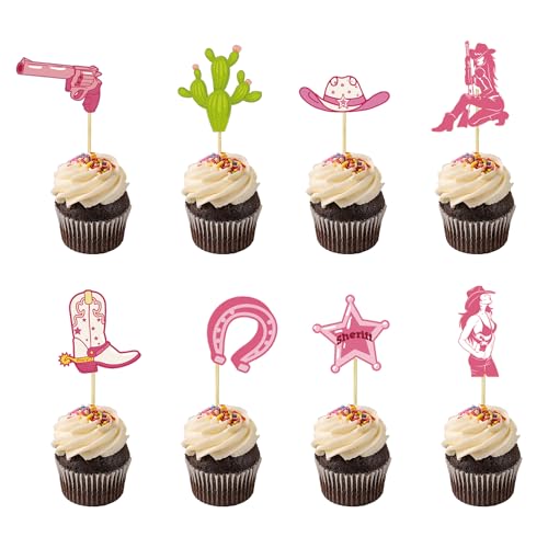 24 Cowgirl Cupcake Toppers for Western Theme Parties
