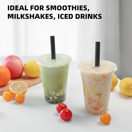 16oz Disposable Clear Plastic Cups with Lids and Straws - 25 Pack
