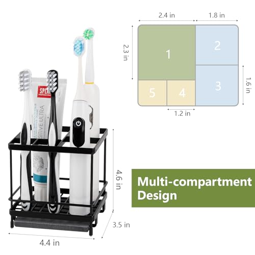 Heagoale Electric Toothbrush Holder, Black Carbon Steel Organizer