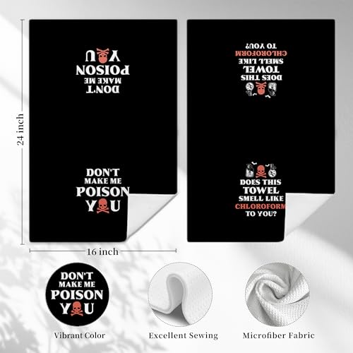 Funny Kitchen Towels Set of 2 - Don't Make Me Poison You Black Humor Dish Towels
