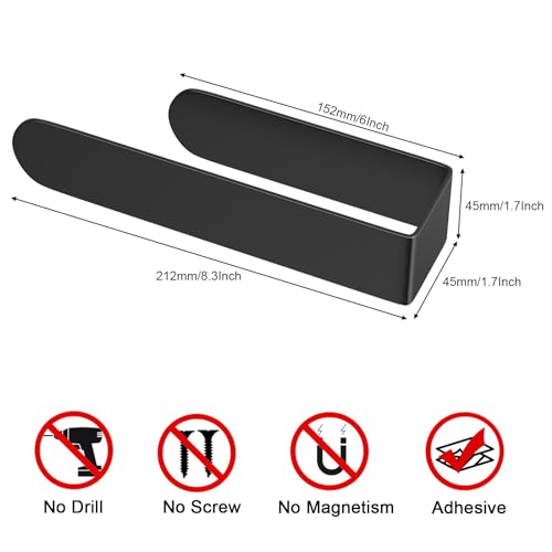 HUFEEOH 8-Inch Black Hand Towel Bar, Self-Adhesive Stainless Steel Rack