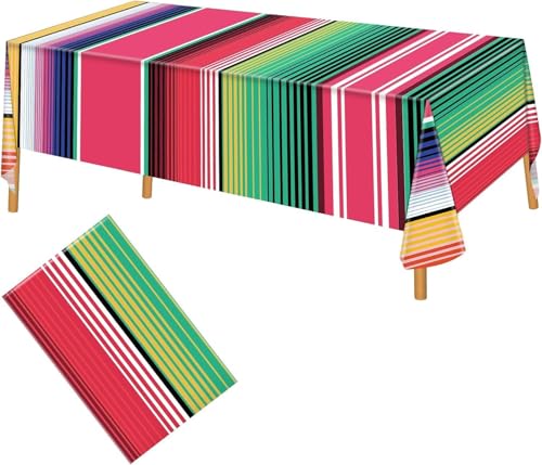 Mexican Serape Tablecloth - 54x108 Inch Striped Party Cover