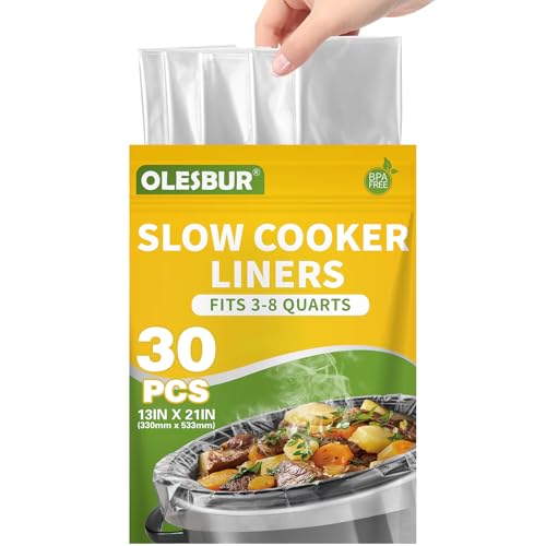 OLESBUR 30 Count Slow Cooker Liners, 13"x21", BPA-Free, Fits 3-8 Quarts