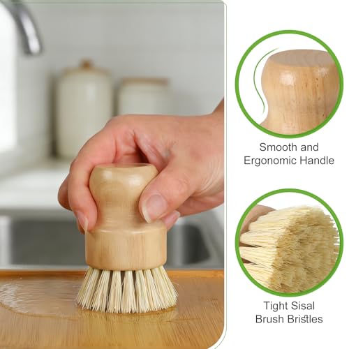 Eco-Friendly Bamboo Dish Brush Set | Natural Wooden Scrubber with Sisal Bristles