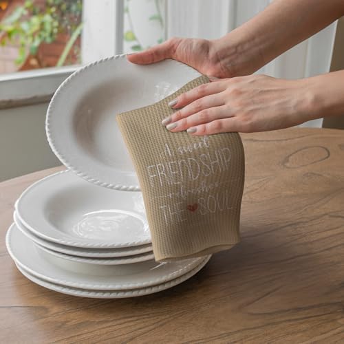 Friend Gifts Kitchen Towels 16x24 Inches Light Beige - Faith & Friendship Decor