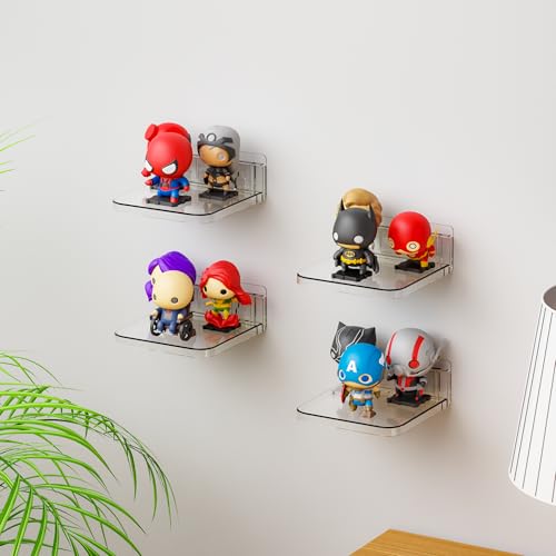 Yieach 5 Inch Clear Mini Adhesive Floating Shelves - 4 Pack