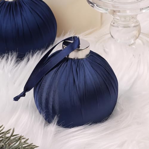 Navy Blue Satin Christmas Ornaments - 25pcs Shatterproof Baubles Set