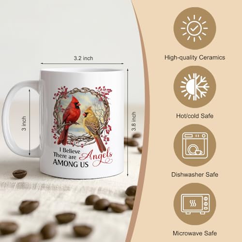 I Believe There Are Angels Among Us Ceramic Mug - White 11oz Cardinal Coffee Cup