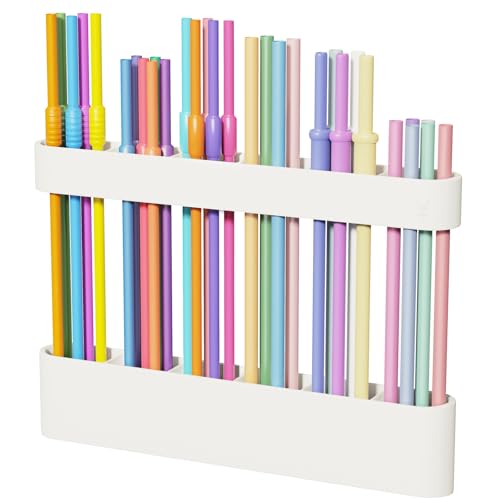 Silicone Straw Holder for Cabinet Door - Adjustable Kitchen Organizer