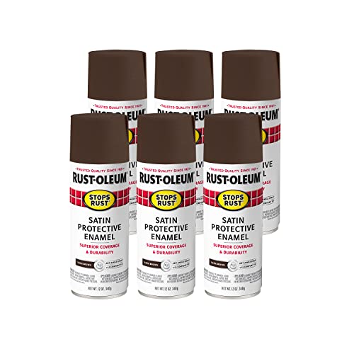 Rust-Oleum Stops Rust Satin Dark Brown Spray Paint, 12 oz - 6 Pack