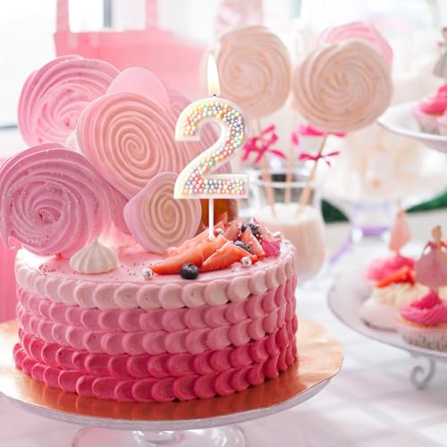 Jadsmpi Pink Macaron Number 3 Birthday Candle Glitter Cake Topper