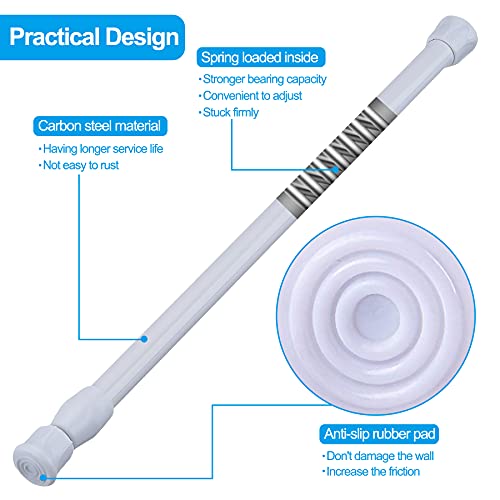 SIQUK 6-Pack Adjustable Tension Rods, 12-20 Inches, White