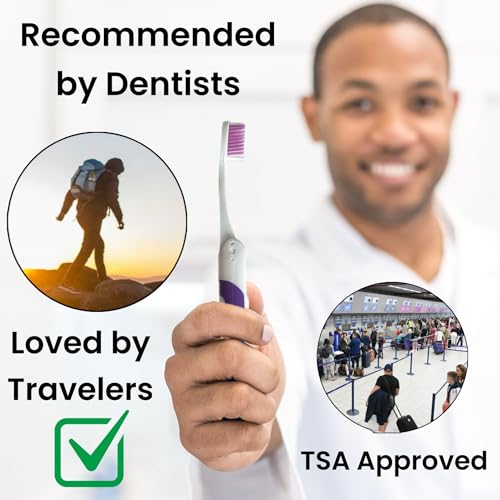 ALAZCO Folding Travel Toothbrush Medium Bristles 4-Pack