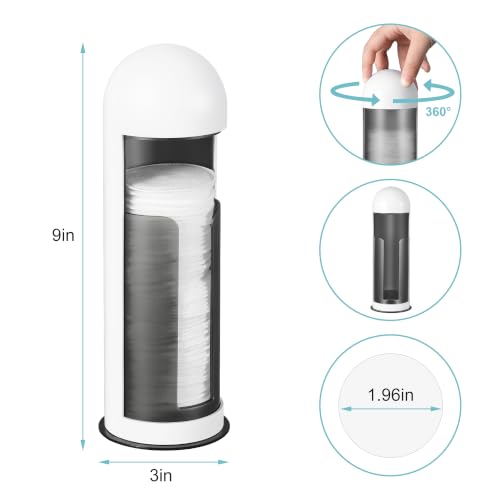 Bodkar Cotton Pad Holder with 360° Rotating Lid - Space-Saving Organizer