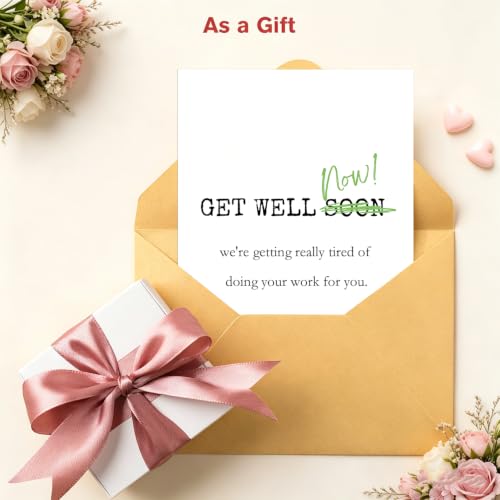 Funny Get Well Soon Card for Coworker with Envelope 8x5.3in
