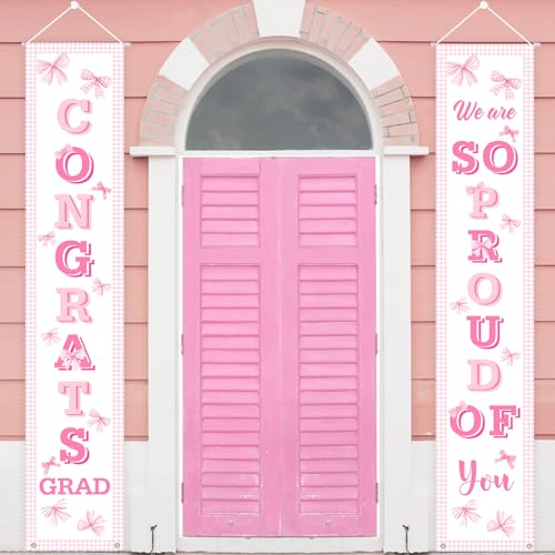 Pink Graduation Banner for Class of 2026 – Congrats Grad Decoration