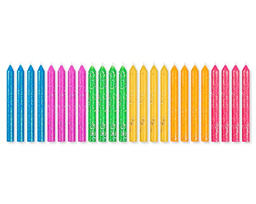 Papyrus Neon Glitter Birthday Candles - 24 Count