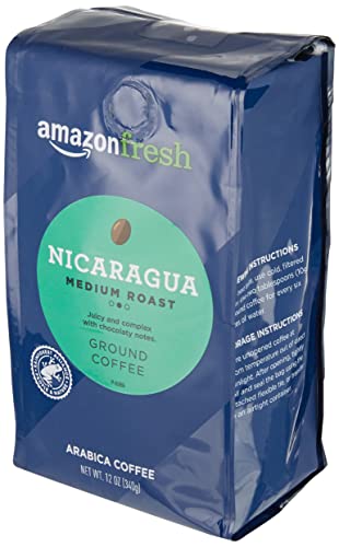 Amazon Fresh Nicaragua Ground Coffee, Medium Roast, 12 Oz (Pack of 2)