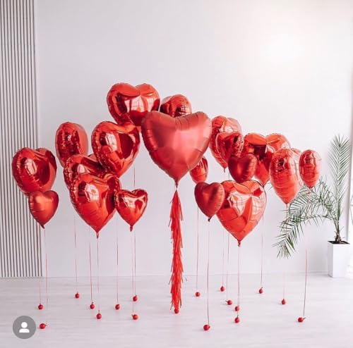 Valentine's Day XOXO & Heart Balloons Set - 6 Pcs Red Decorations