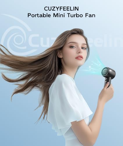Rechargeable Handheld Fan - Black 15000RPM with Digital Display