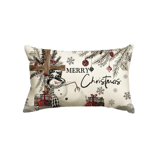AVOIN colorlife Christmas Snowman Throw Pillow Cover, 12 x 20 Inch