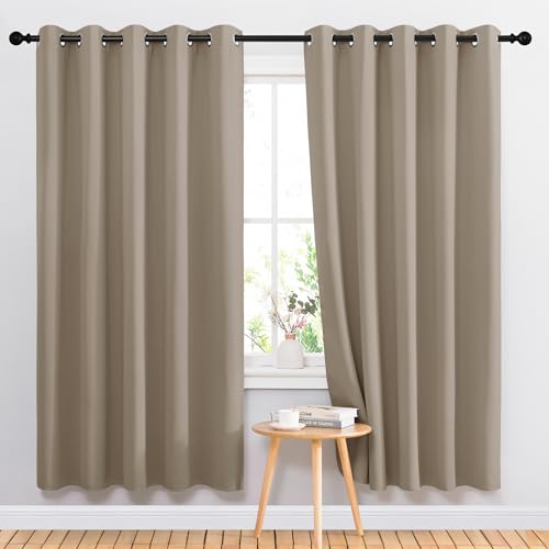 NICETOWN Taupe Blackout Curtains, 70x72 inches, 2 Panels