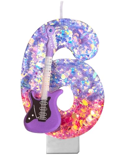 K-Pop Birthday Candle - Purple & Pink Glitter Music Theme (6)