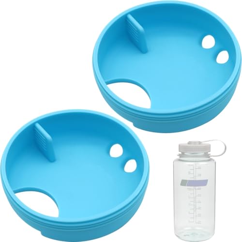 2-Pack Silicone Splashguard for Nalgene, Splashguard Lid Wide Mouth for Nalgene Splash Guard 32 oz Wide Mouth Water Bottle Accessories, Seafoam Blue,for All Wide-Necked Bottles with 53 mm Opening