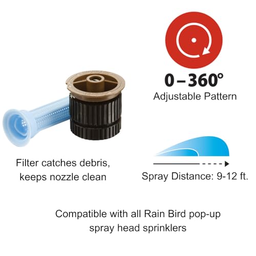 Rain Bird 12AP Adjustable Spray Nozzle, Full Circle, 9-12 Feet, 0-360° Pattern