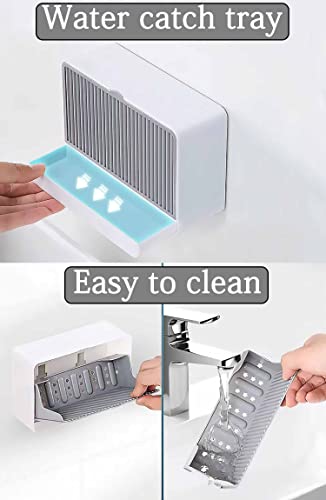 2 Pack Wall-Mounted Soap Holder for Shower - Adhesive Dust-Proof Soap Dish