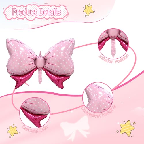Jumbo Coquette Bow Balloons - 4pcs Pink Oversized Party Decor