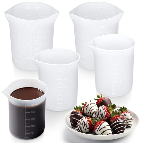 TUZAZO Silicone Measuring Cups with Pour Spout - 4-Pack for Melting Chocolate