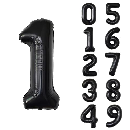 40 Inch Black Number 1 Foil Balloon for Birthday & Party Decor