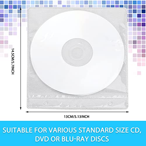 100 Pack White CD/DVD Sleeves - Double-Sided Storage Envelopes