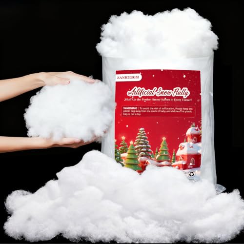 Christmas Fake Snow 3 LB Artificial Cotton Snow for Indoor Decor & Crafts - Lifelike Faux Fluffy Snow for Christmas Trees, Villages, Nativity Scene