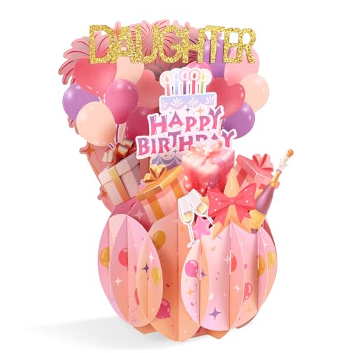 Penitue 3D Pop Up Birthday Card for Daughter with Envelope