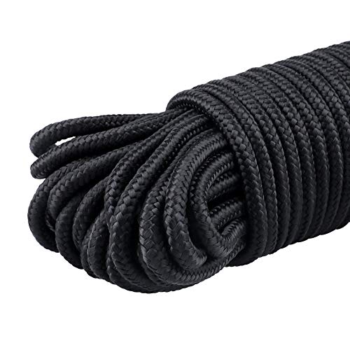 jijAcraft 30M Black Nylon Rope - Heavy Duty Twisted Cord for Camping & Garden