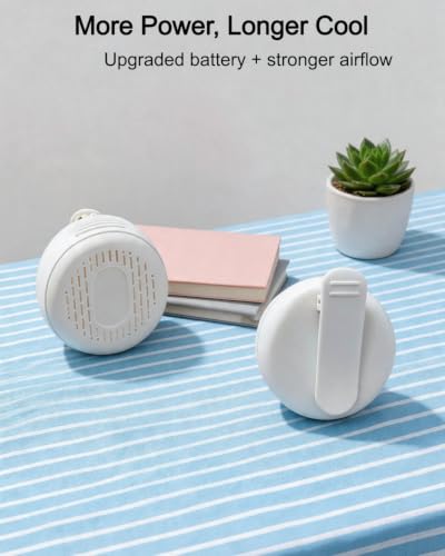 Wearable Mini Clip-On Fan - Portable Bladeless 3-Speed Fan in White