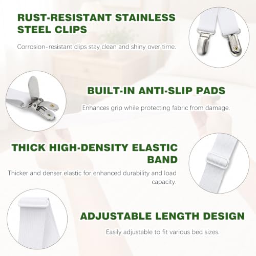 Adjustable Bed Sheet Straps - 4-Pack Non-Slip Holders for All Sizes
