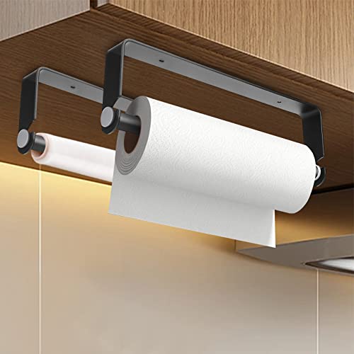 PEDORUBY Under Cabinet Paper Towel Holder - Wall Mount, Black