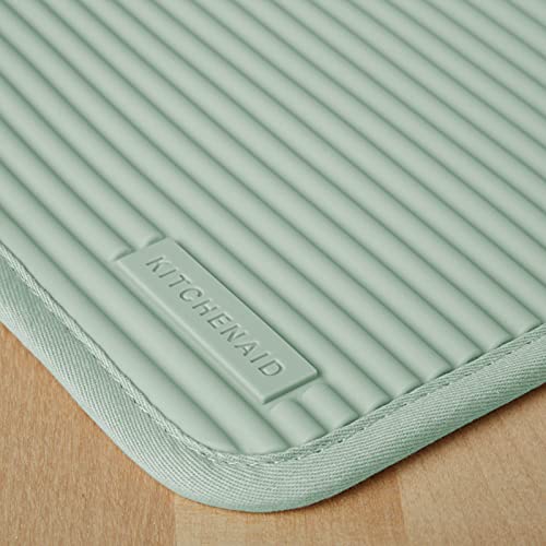 KitchenAid Ribbed Soft Silicone Pot Holder Set, 2-Pack, Pistachio Green, 7" x 9"