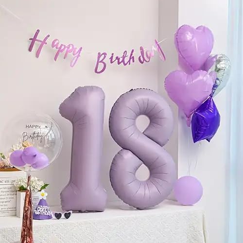 Lilac 8 Balloon - 40 Inch Number Balloon for 8th Birthday Decorations | Lavender Party Supplies