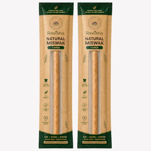 Rawaha Natural Miswak Sticks 2-Pack Vacuum Sealed Chewing Toothbrush