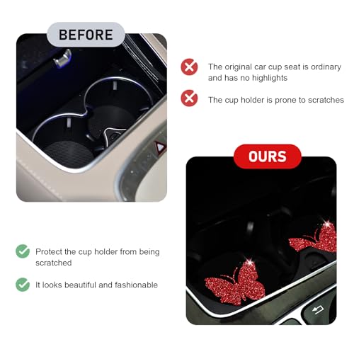 2 PCS Butterfly Car Coasters - Anti-Slip Rubber Beverage Mats