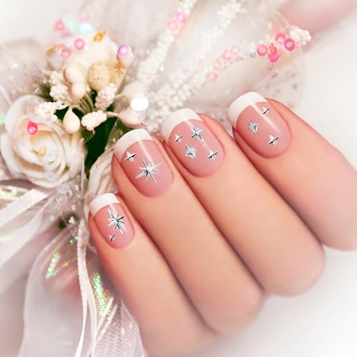 XIHIRCD 700pcs Gold and Silver Star Nail Charms 3D Metal Nail Gems